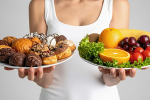 Choosing Between Junk Food and Healthy Fruits, a Person Photo by Davizro's Market