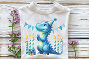 Blue Dinosaur Birthday PNG, an Illustration by CraftArtStudio (Thumbnail 3 of 6)