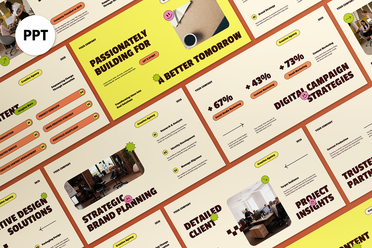 Yellow Beige Company Profile PPT, a Presentation Template by graphicook (Photo 1 of 5)