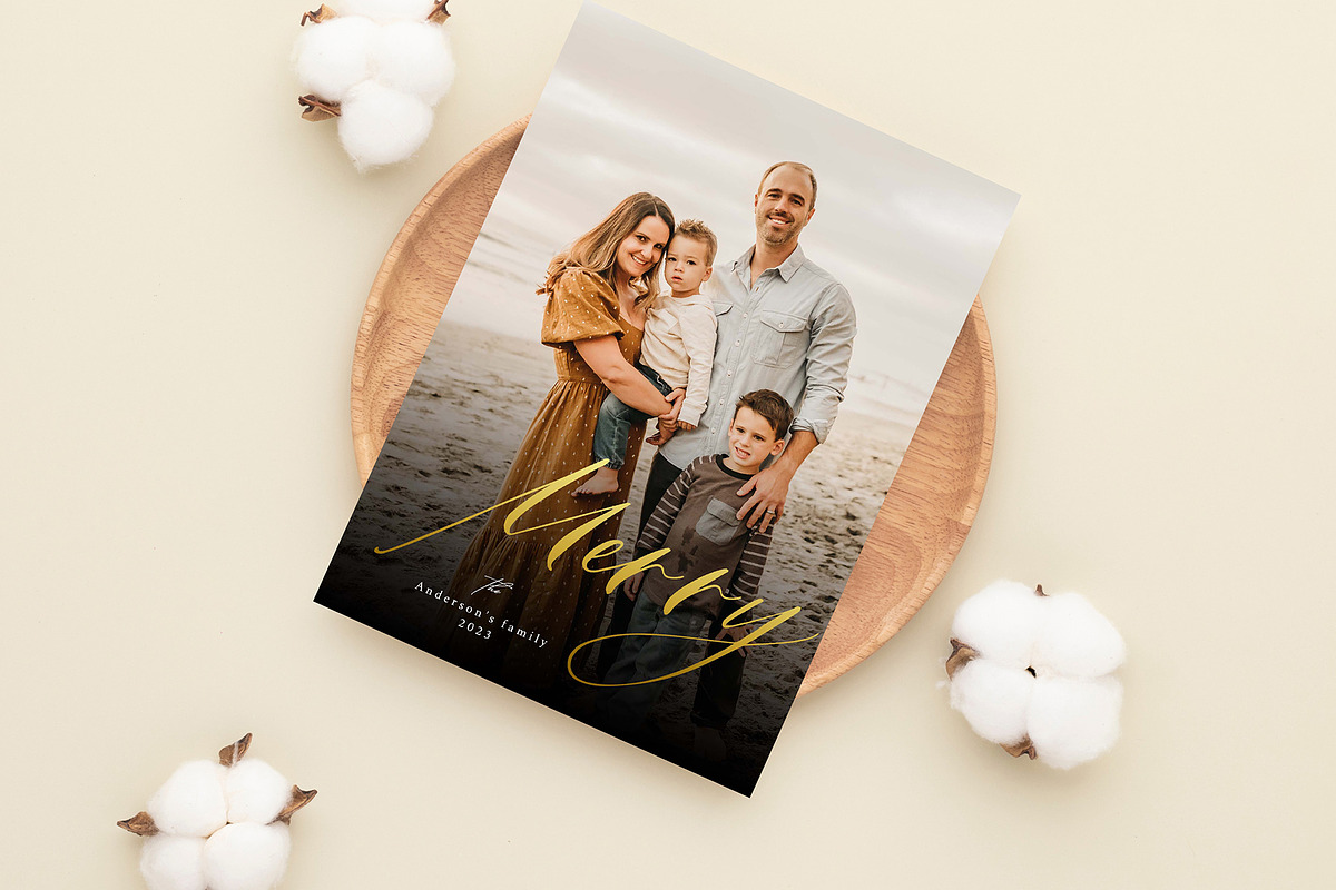 Gold Merry Christmas Card Template, a Card Template by Salsal Design (Photo 3 of 4)