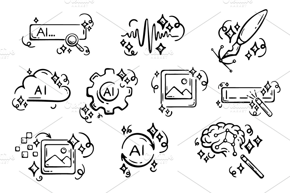 Doodle set of AI technology elements, an Object Graphic by Design by Irihaha (Photo 4 of 4)