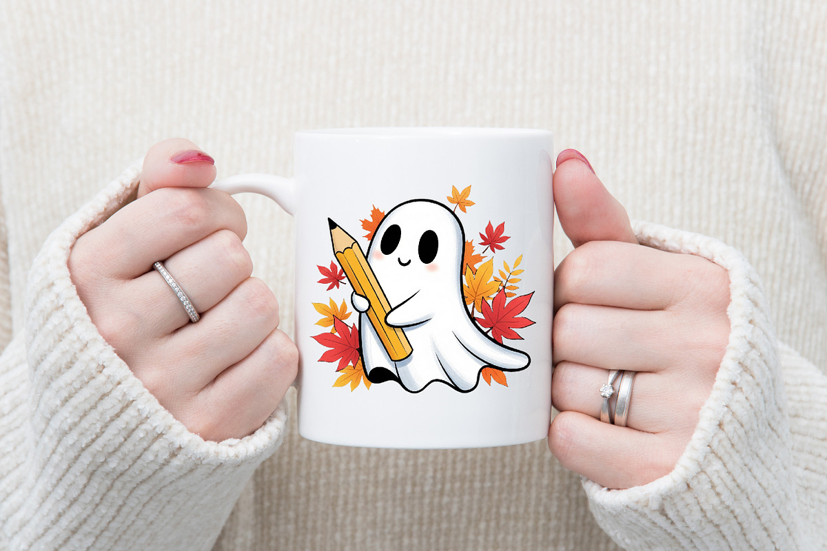 Fall Halloween Ghost Teacher Autumn, a Graphic by Designking (Photo 2 of 4)