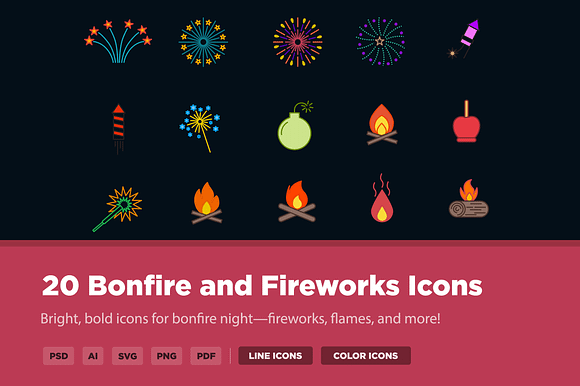 20 Bonfire and Fireworks Icons preview 6