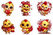 Whimsical Valentine Chicken Clipart, an Illustration by Dream Creation (Thumbnail 3 of 6)