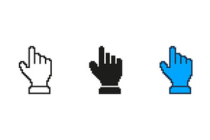 Pixelated Hand Cursor Icon Set, an Object Illustration by Gentle Studio