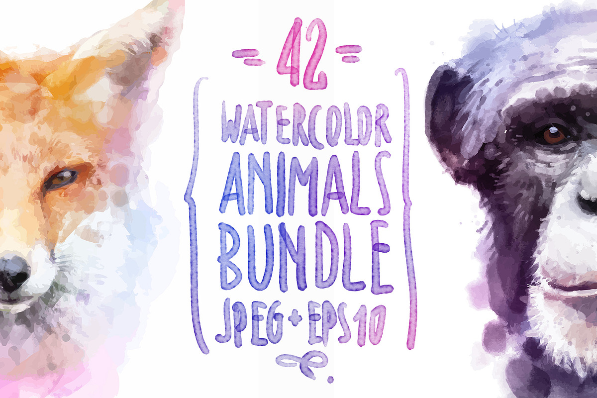 42 watercolor animals ( 20% OFF ), an Animal Illustration by Krolone