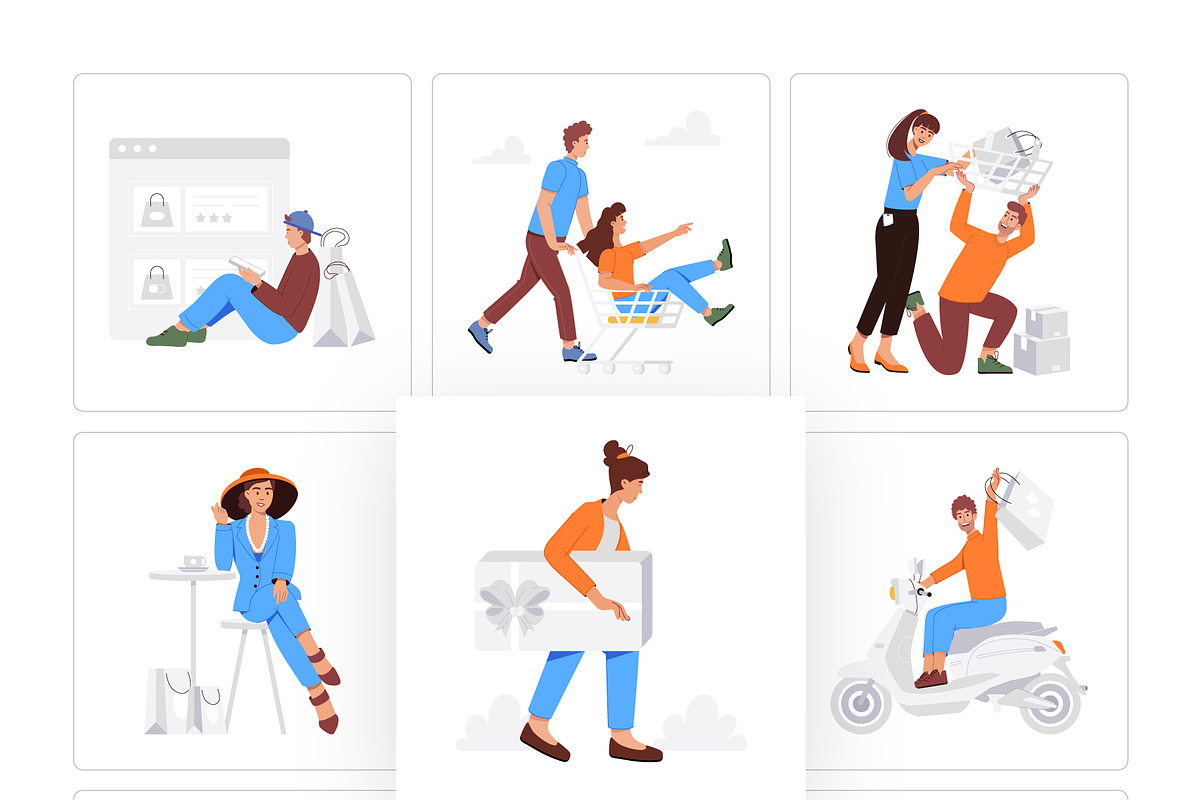Shopping Vector Illustration Set, a Person Illustration by Vectors Market (Photo 8 of 8)