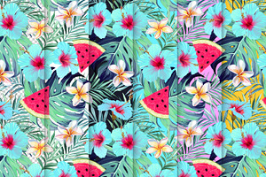 Summer Pattern. Tropical Flowers