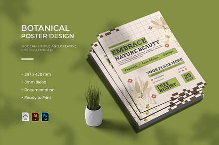 Botanical Event - Poster Template, a Poster Template by VUNIRA
