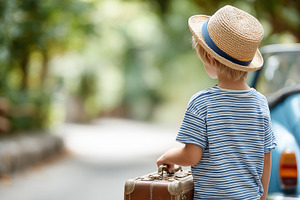 Young child with a straw hat and, a Person Photo by MistyDay