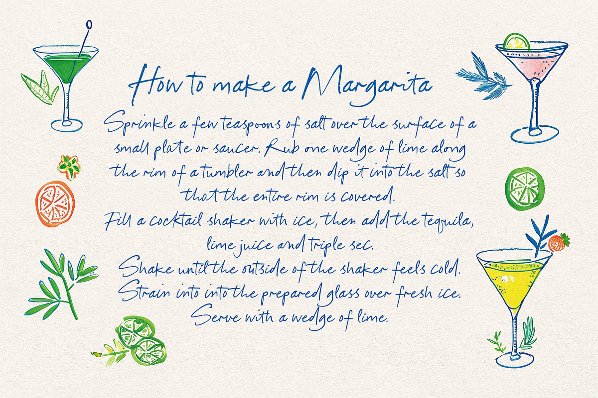 Manhattan Cocktails Handwritten Font, a Handwritten Font by Nicky Laatz (Photo 7 of 15)