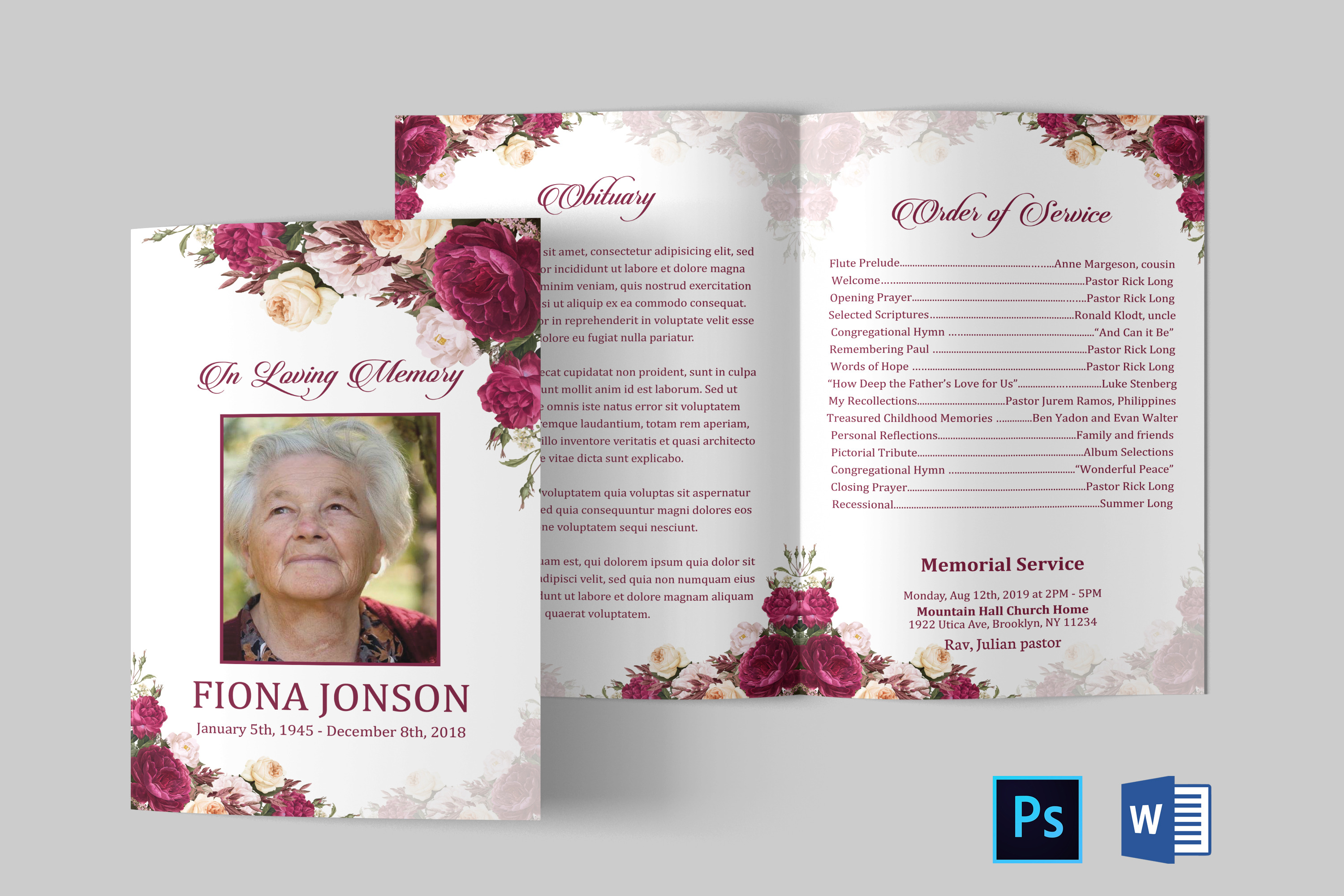 Funeral Program Template | Obituary, a Brochure Template by Designscozy