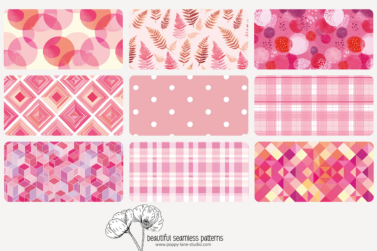 80 pink geometric seamless pattern, a Pattern Graphic by Poppy Lane Studio (Photo 4 of 11)