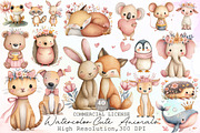 Watercolor Cute Animals Clipart, an Illustration by Sublimation Artist (Thumbnail 1 of 6)