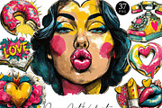 Pop Art Valentine Clipart Set, a Seasonal Illustration by Design Scotch (Thumbnail 1 of 9)