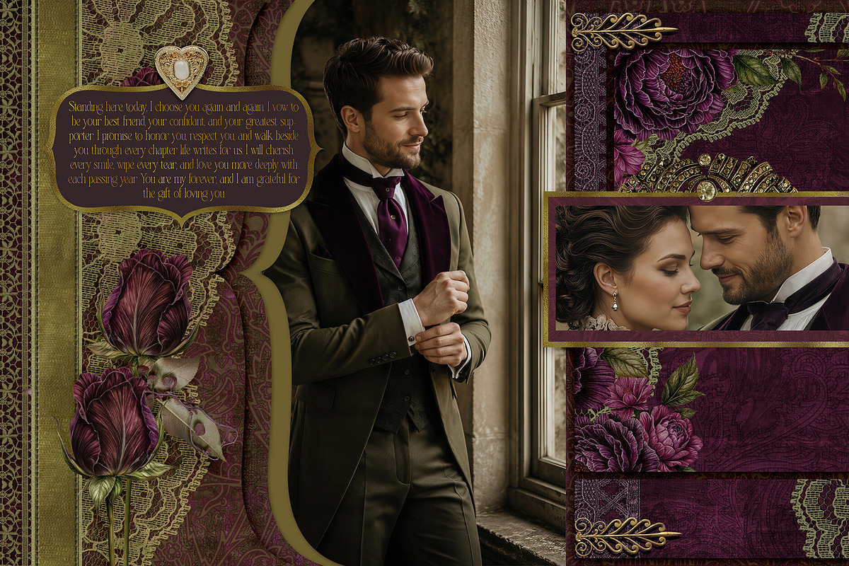 Plum & Olive Floral Digital Papers, a Background Graphic by Posh Papers & Patterns (Photo 3 of 7)