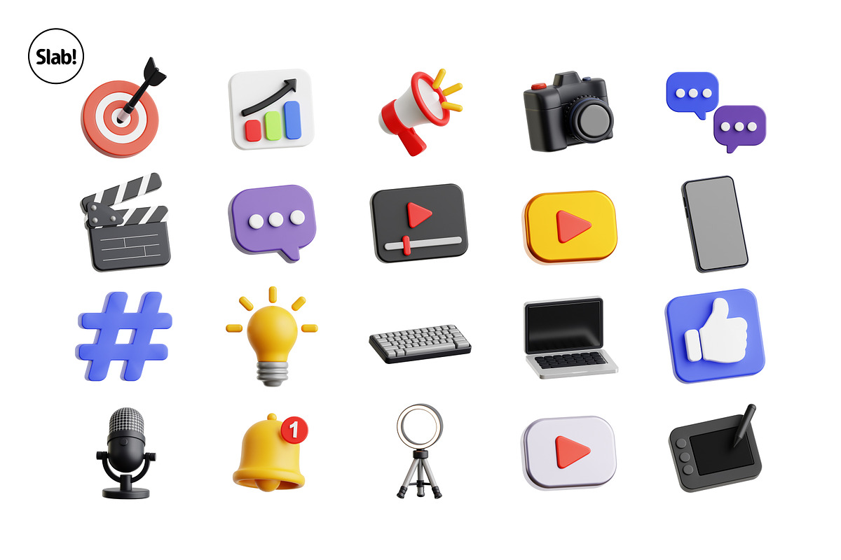 Content Creator 3D Icon Set, an Object 3D Model by SLAB! Design (Photo 4 of 4)