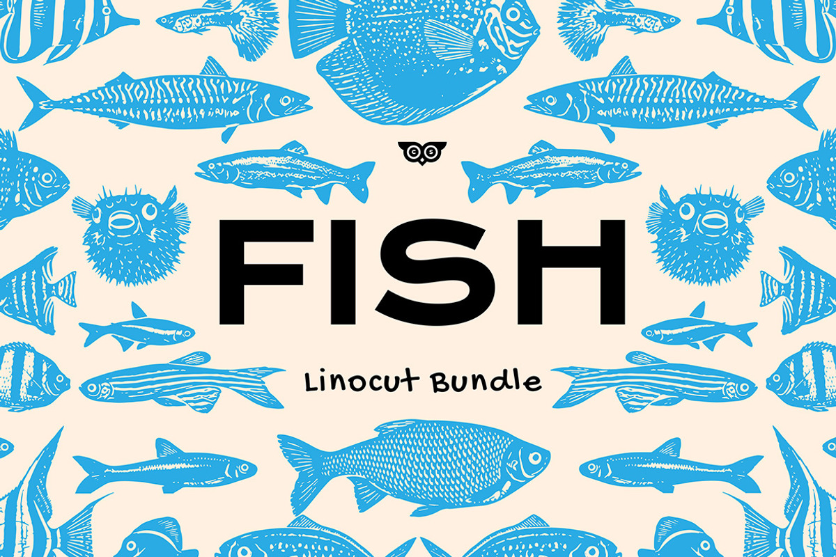 Fish Linocut Bundle, an Animal Illustration by ClayStudio (Photo 1 of 8)
