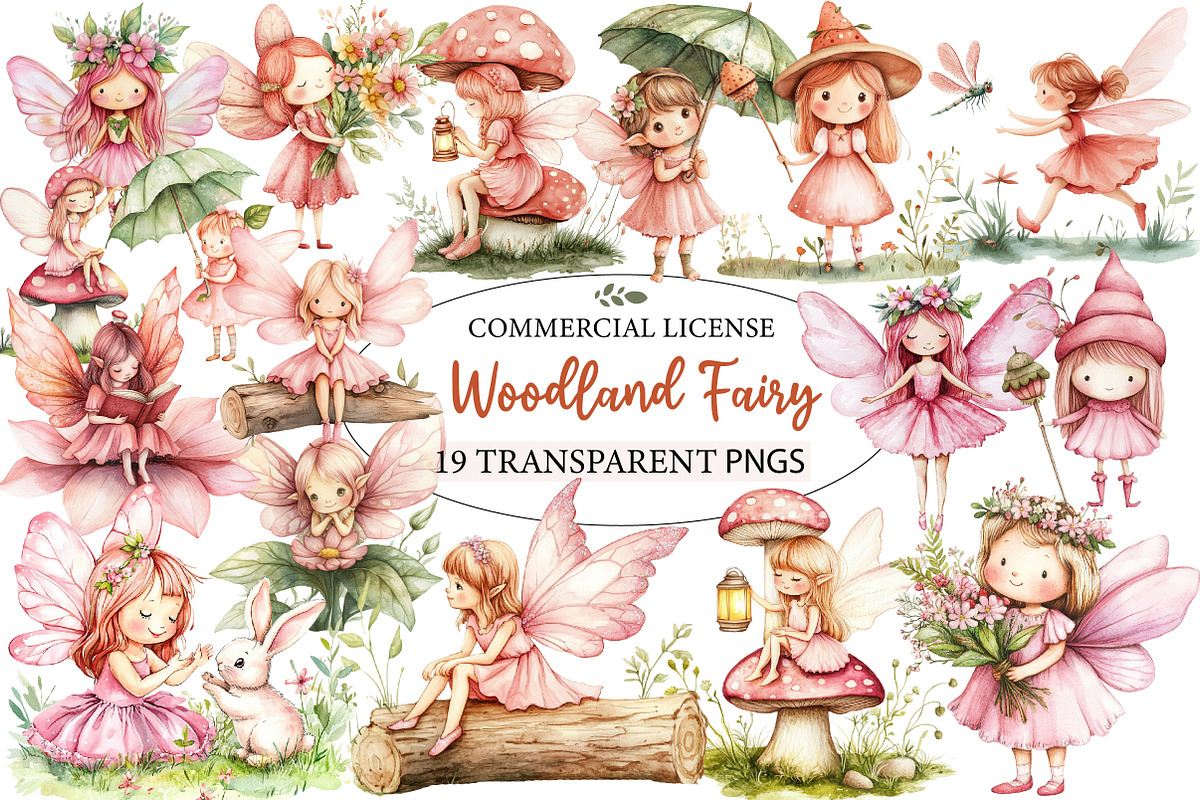 Pink Woodland Fairy Clipart, an Illustration by Designworld (Photo 1 of 5)