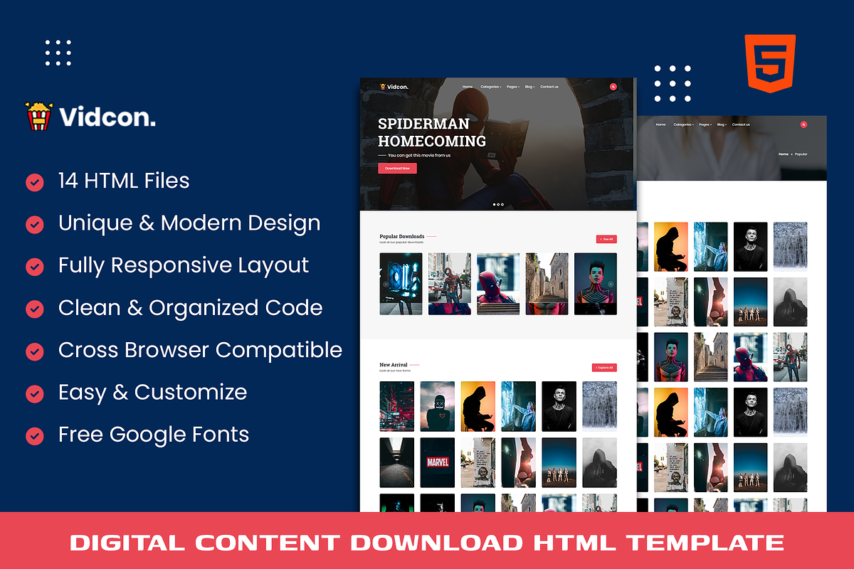 Vidcon-Digital Content Download, a HTML Template by THESOFTKING (Photo 1 of 3)