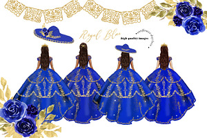 Royal Blue Princess Dresses Clipart