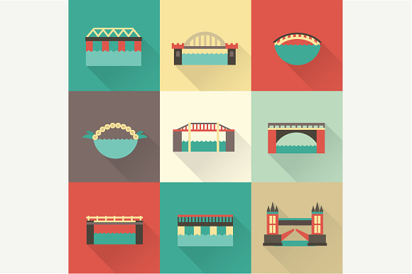 Vector Flat Bridge Icons