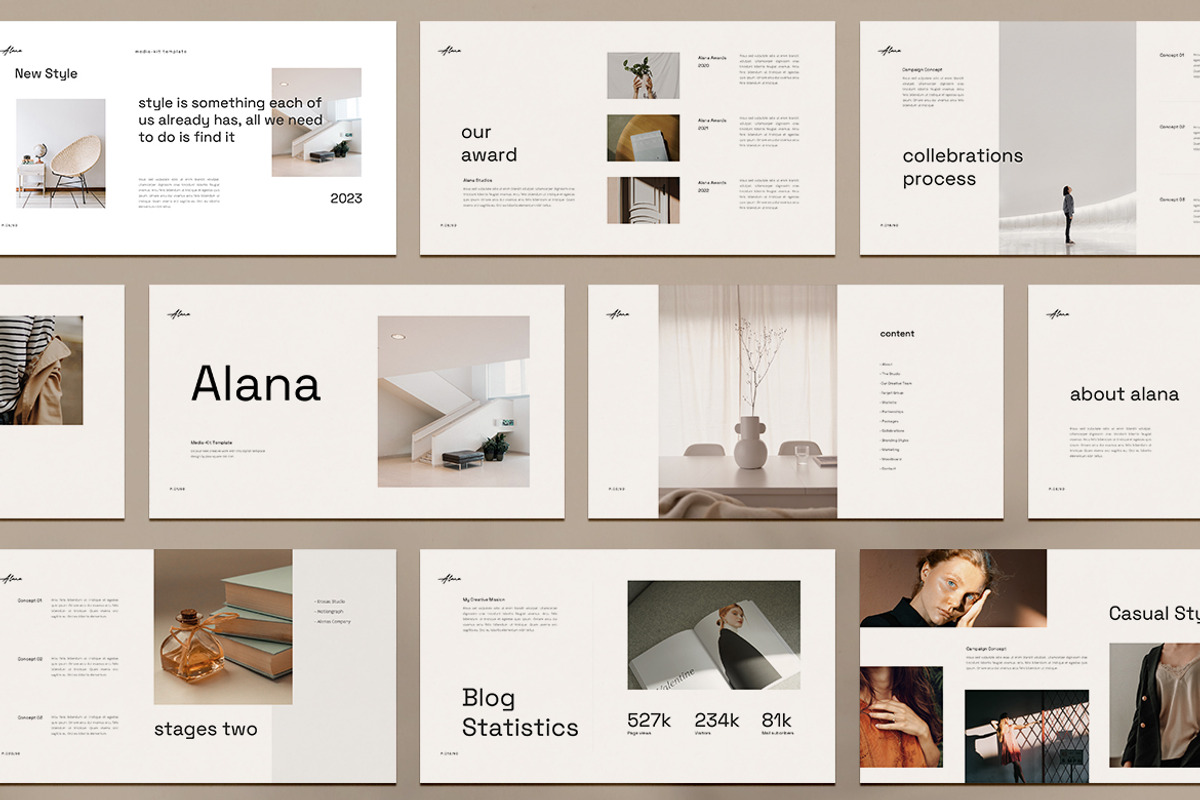 Alana Media-Kit Keynote Template, a Presentation Template by Creacy Studio (Photo 1 of 8)