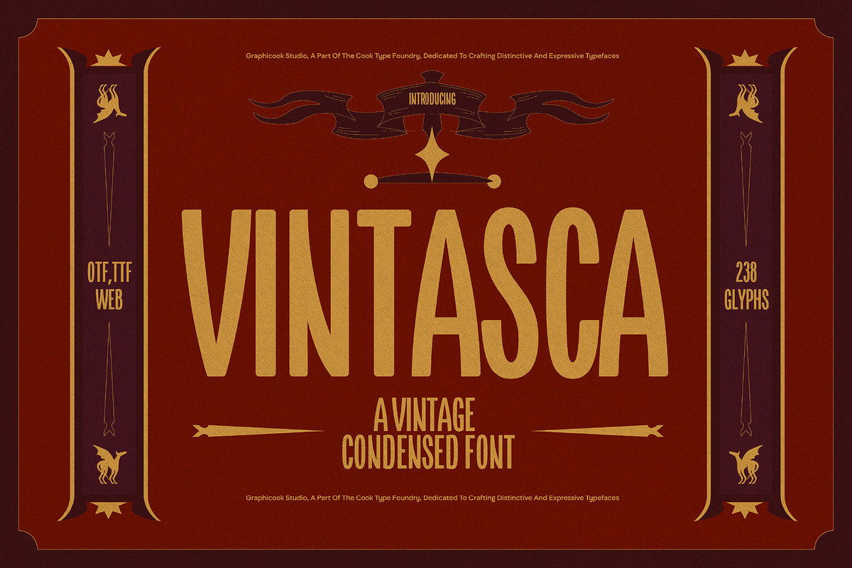 Vintasca, a Sans Serif Font by graphicook (Photo 1 of 8)