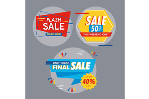 three commercial sale banners, a Finance Illustration by studiogstock