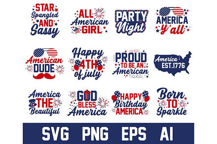 4th of July SVG Bundle, July 4th PNG