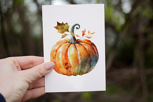 Watercolor Pumpkins Clipart. AI