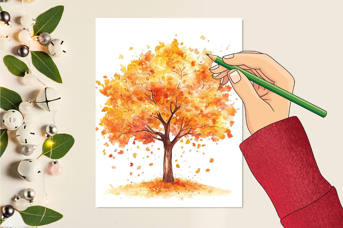 Watercolor Woodland Autumn Clipart, a Seasonal Illustration by Rose Art (Photo 6 of 9)
