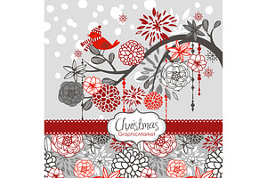 Christmas clipart bird on the branch