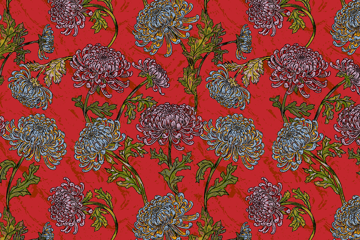 Vintage Chrysanthemum Maximalist, a Pattern Graphic by NayaChu (Photo 4 of 9)