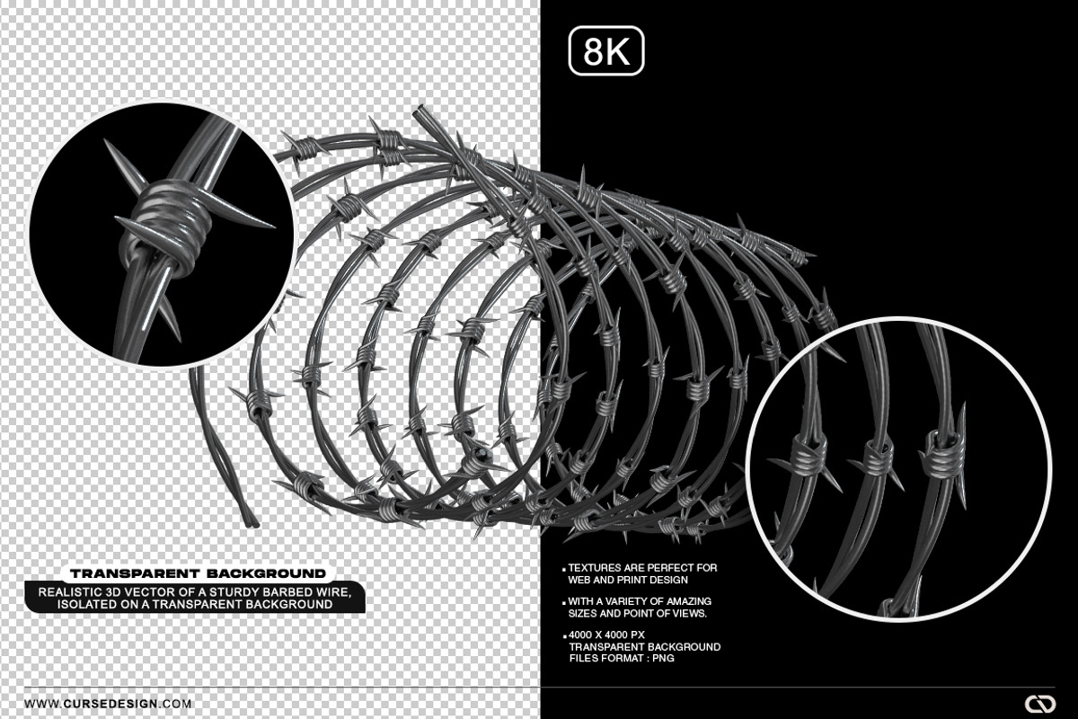 140 Barbed Wire Textures Pack [8K], a Texture Graphic by