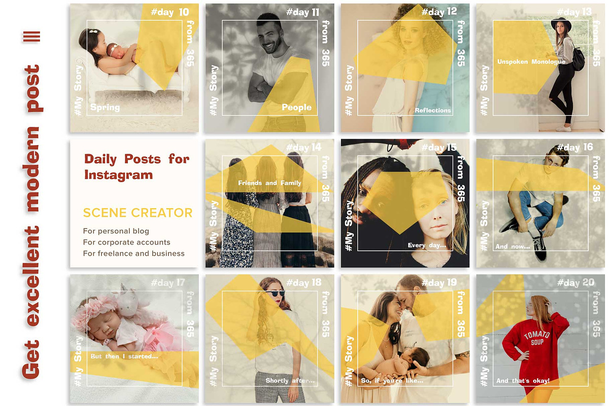 11 Instagram Posts Creator 10-20 day, a Social Media Template by Zimages (Photo 4 of 6)