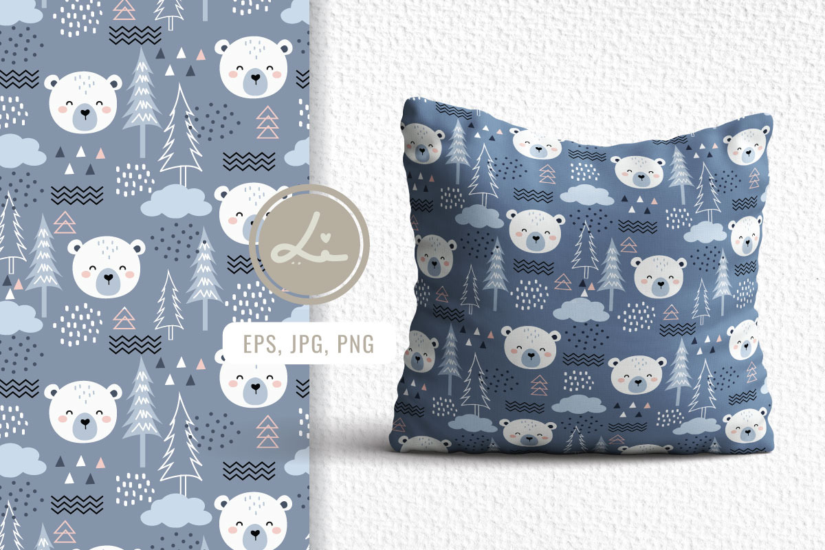 Cute Polar Bear Seamless Pattern, a Pattern Graphic by lindoet23 (Photo 2 of 3)