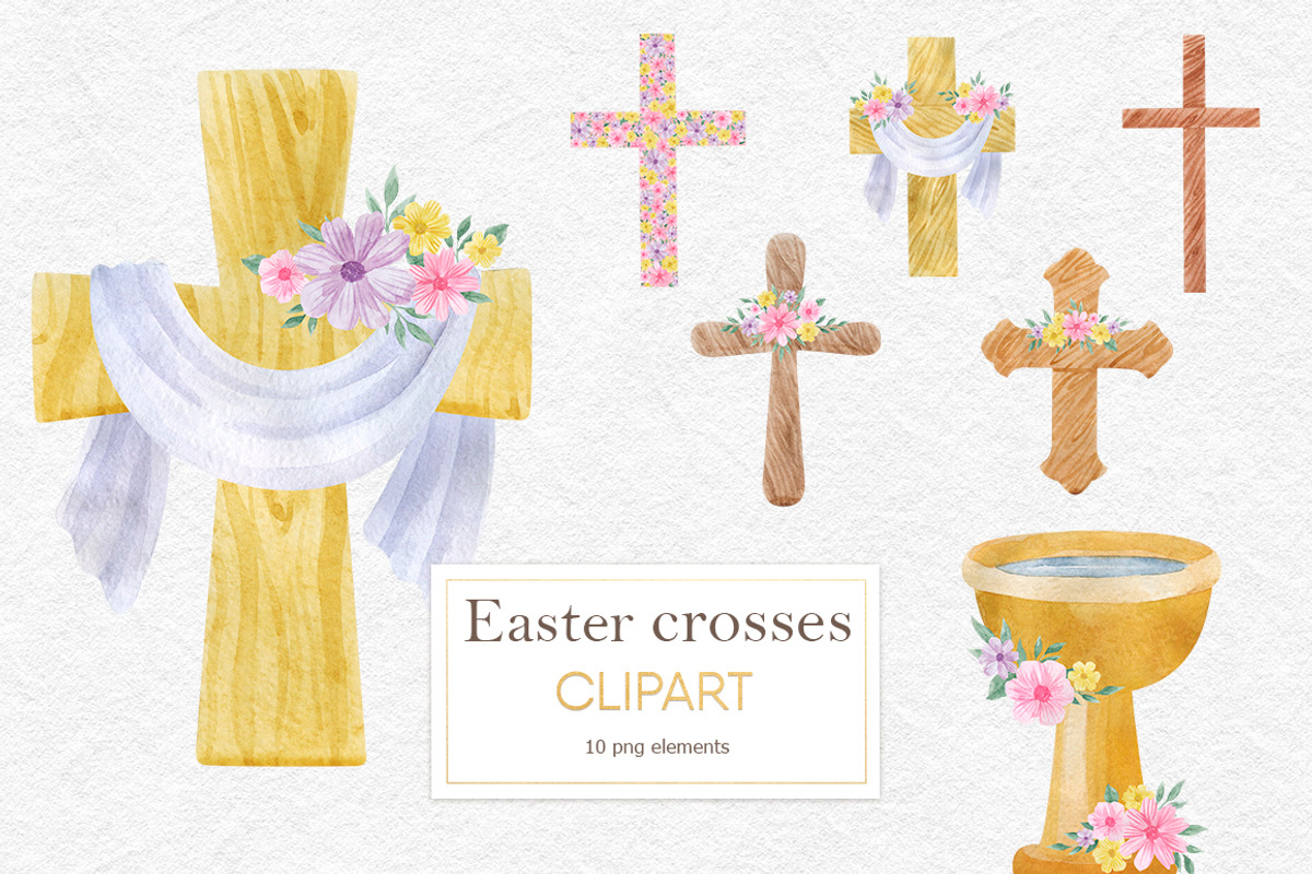Easter wooden cross clipart, an Object Graphic by CreativeByLu (Photo 1 of 4)
