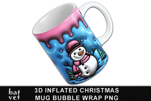 3D Inflated Christmas Mug Print PNG