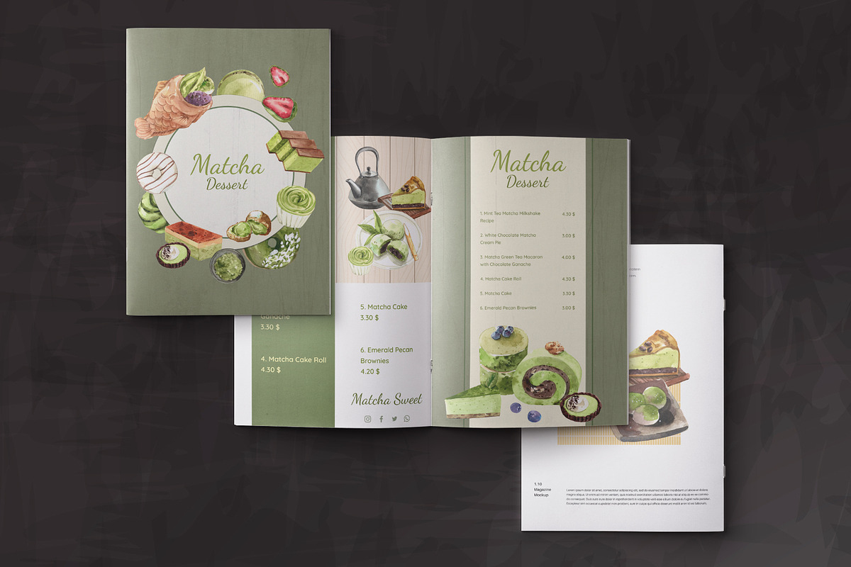 Matcha Dessert,Japanese watercolor, a Food Illustration by CreativeValuation (Photo 6 of 13)