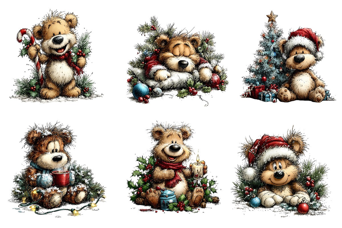Christmas Bears Clipart, an Illustration by CreationArt (Photo 3 of 5)