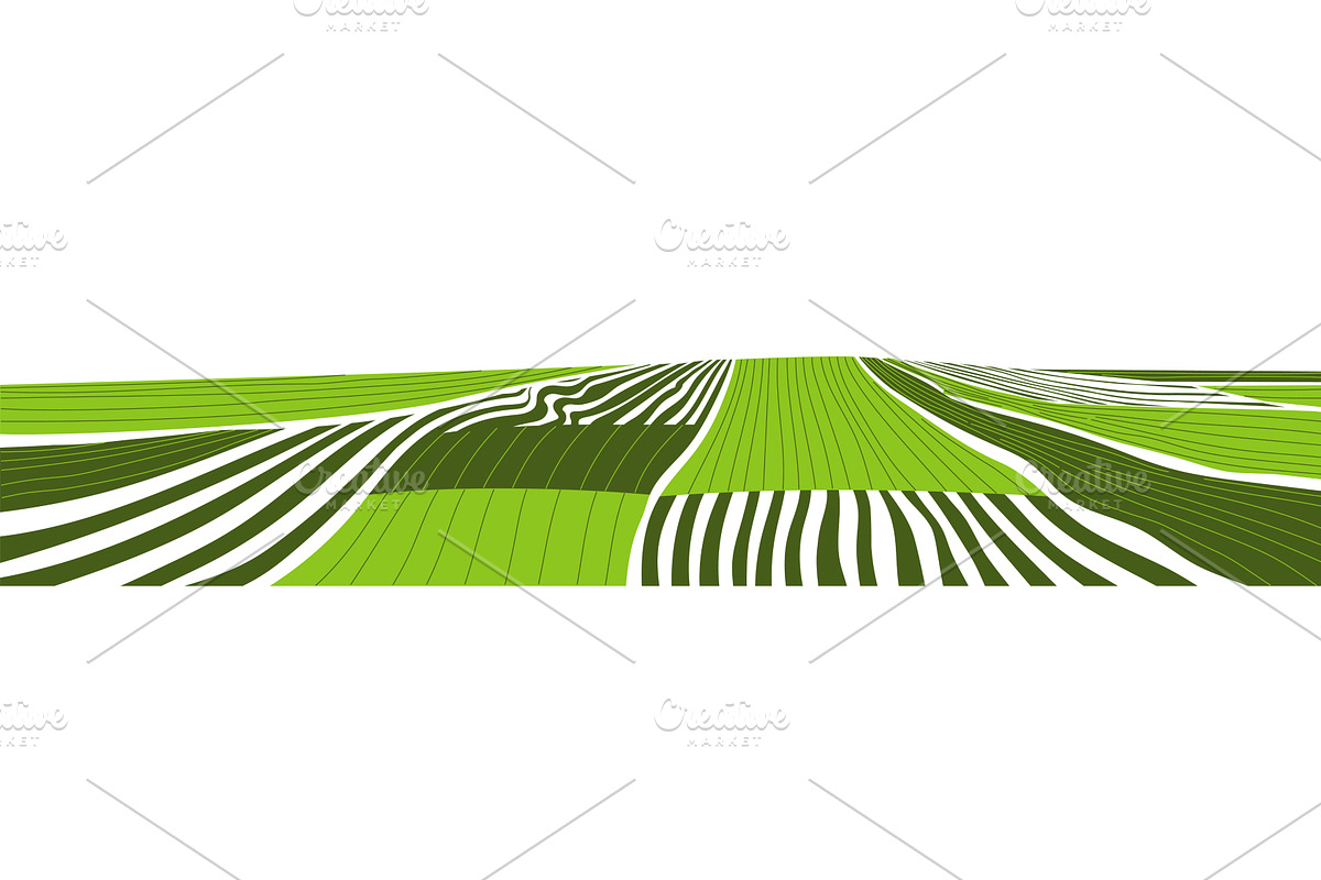 Farm land landscape with horizon, an Illustration by Alltruecolours