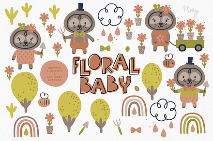 Floral Baby Sloth illustration