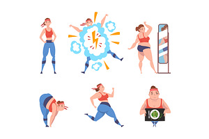 Overweight Woman Character Training, a Person Illustration by TopVectors