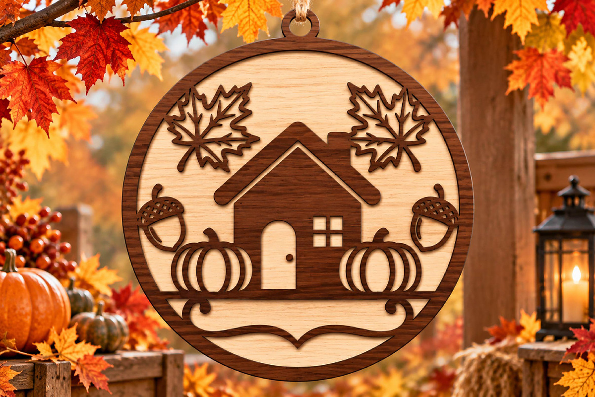 Autumn Cottage Laser Cut SVG, an Object Graphic by DreamPrint404 (Photo 1 of 3)