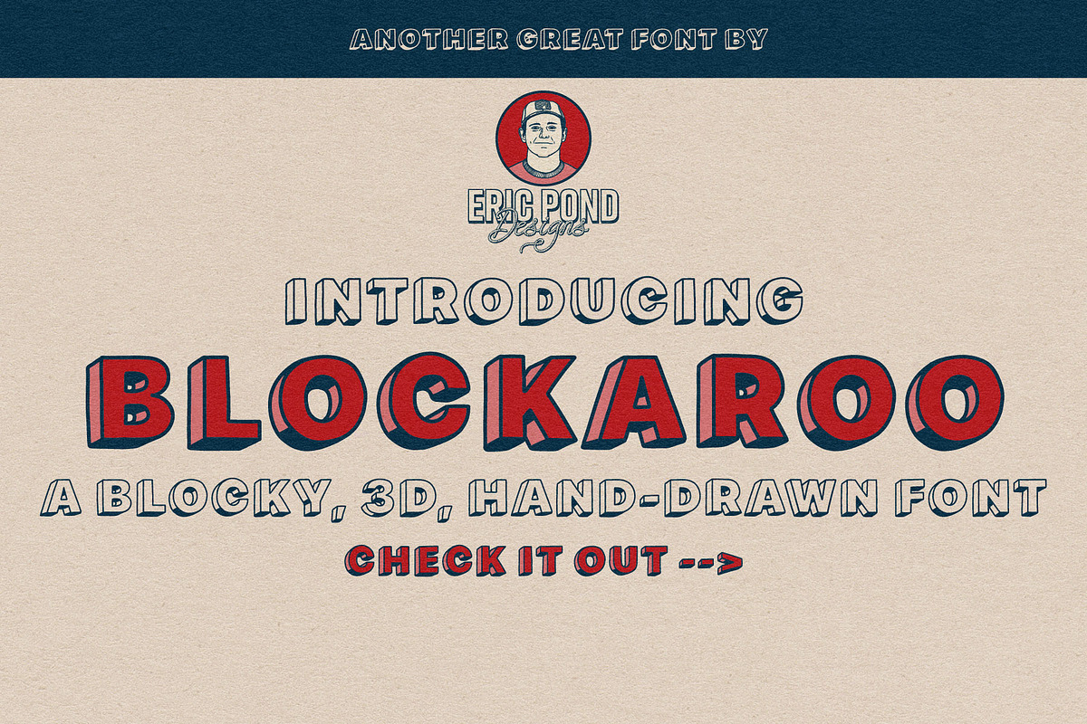 Blockaroo - A Blocky, 3D, Font, a Sans Serif Font by Eric Pond Designs (Photo 1 of 3)