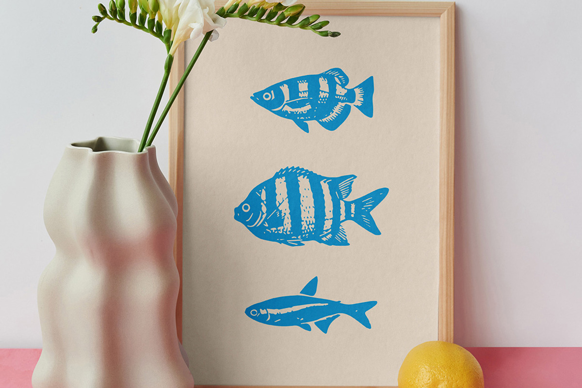 Fish Linocut Bundle, an Animal Illustration by ClayStudio (Photo 4 of 8)