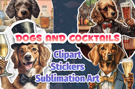Dogs And Cocktails Clipart