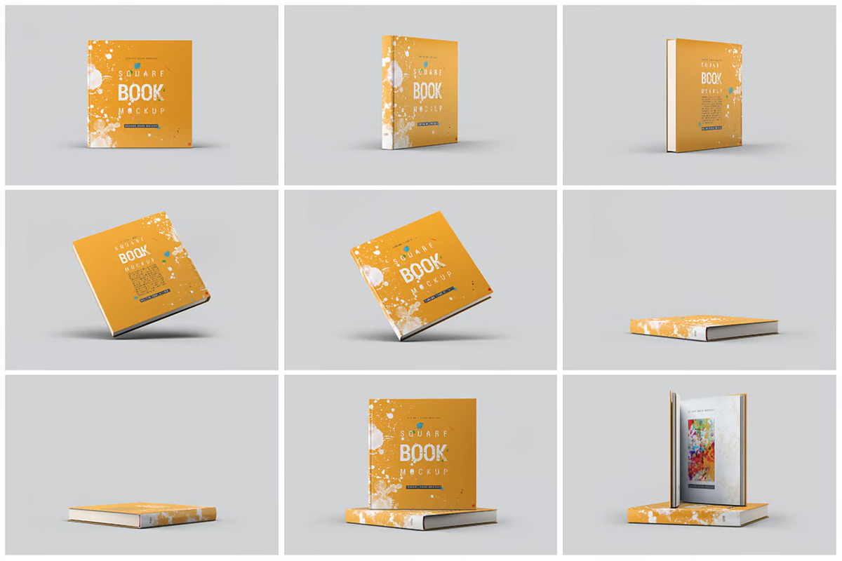 Square Book Mock-Up, a Books & Magazine Mockup by Se٧enStudio (Photo 9 of 9)