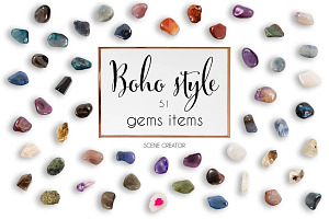 Boho style: gems items scene creator